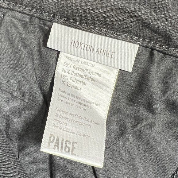 PAIGE Jeans Women’s 31 Hoxton Ankle Peg Black Fog Luxe Wax Coating Leather - Picture 13 of 15